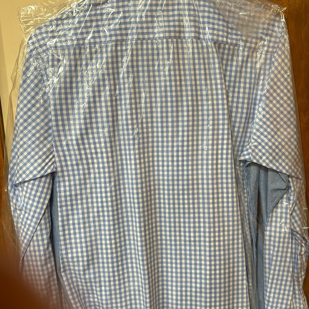 Blue and white button up